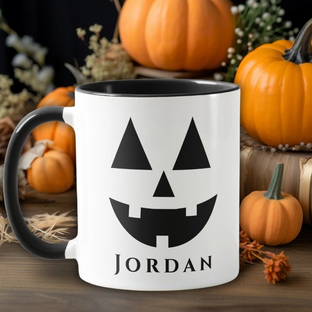 Happy Jack-O-Lantern Face Custom Halloween Mug (Happy Jack-O-Lantern Face Custom Halloween Mug - Just add your name!)