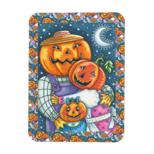 HAPPY JACK O LANTERN FAMILY, COLORFUL AND CUTE MAGNET