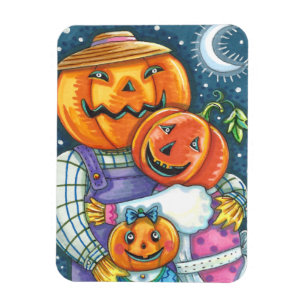 HAPPY JACK O LANTERN FAMILY, COLORFUL AND CUTE MAGNET