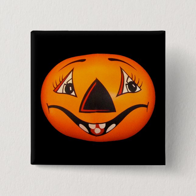 Happy Jack O’ Lantern Halloween 2 Inch Square Button (Front)