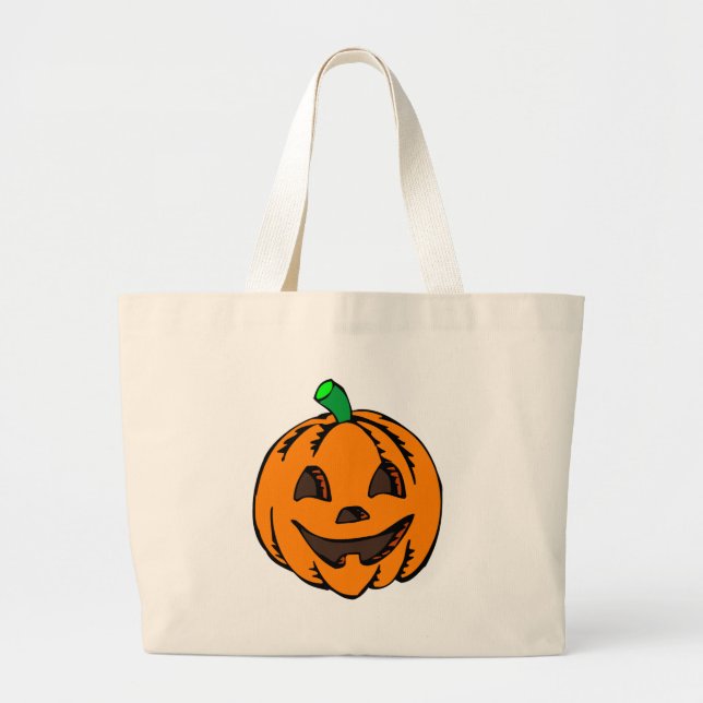 Happy Jack O Lantern Large Tote Bag (Front)