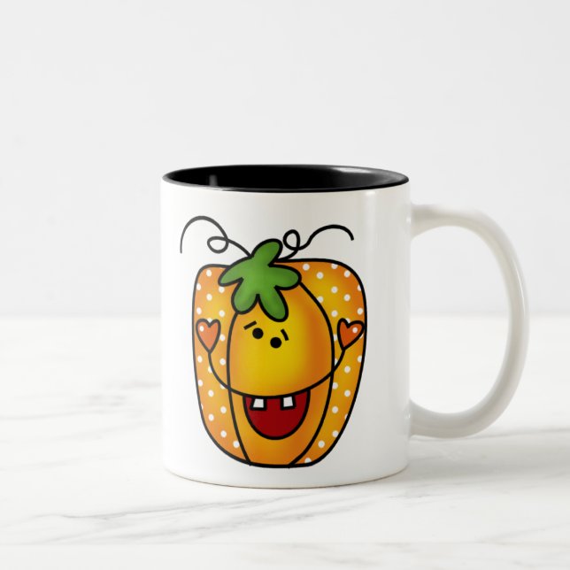 Happy Jack O Lantern Two-Tone Coffee Mug (Right)
