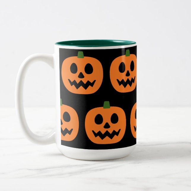 Happy Jack-O-Lantern Two-Tone Coffee Mug (Left)