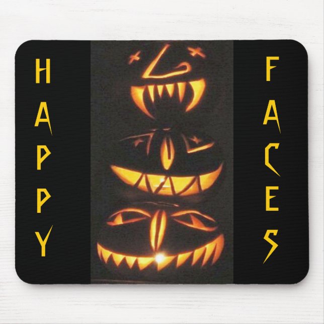 Happy Jack o'Lantern Faces Mouse Pad (Front)