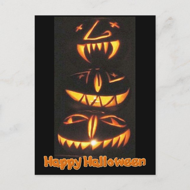 Happy Jack o'Lantern Faces Postcard (Front)