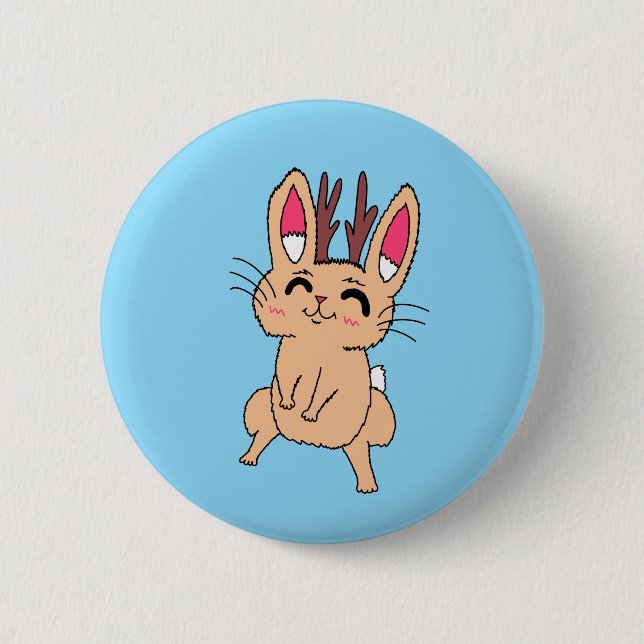Happy Jackalope  2 Inch Round Button (Front)