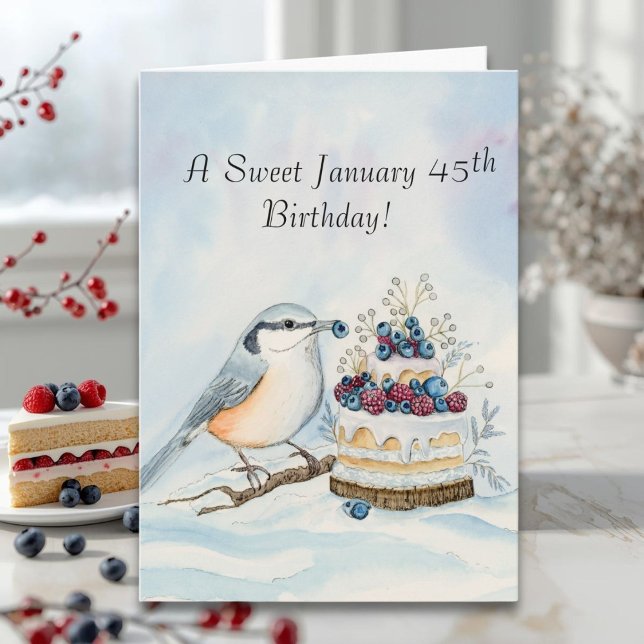 Happy January 45th Birthday Nuthatch Bird Card (Creator Uploaded)