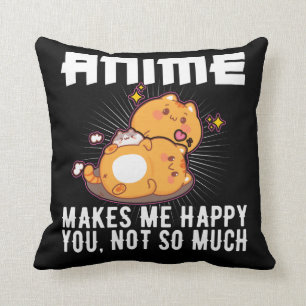 Happy Japanese Anime Lover Otaku Cute Cats Throw Pillow
