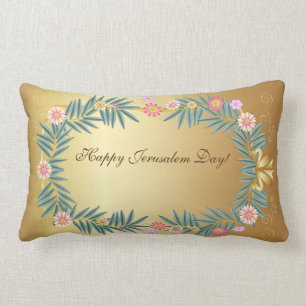 Happy Jerusalem Day! Holiday Gold Decoration Lumbar Pillow