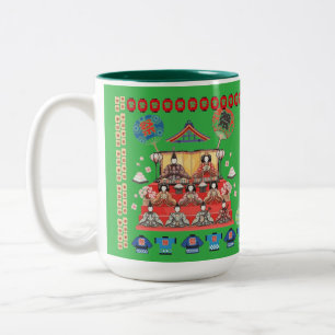 Happy jidai Matsuri kelly green Two-Tone Coffee Mug
