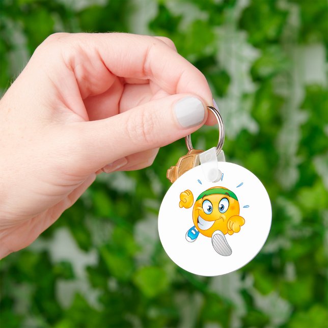 Happy Jogging Emoji Cartoon Runner Keychain (Creator Uploaded)