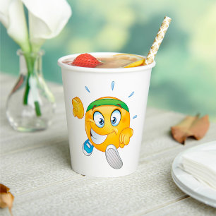 Happy Jogging Emoji Cartoon Runner Paper Cups
