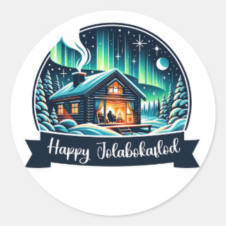 Happy Jolabokaflod Classic Round Sticker