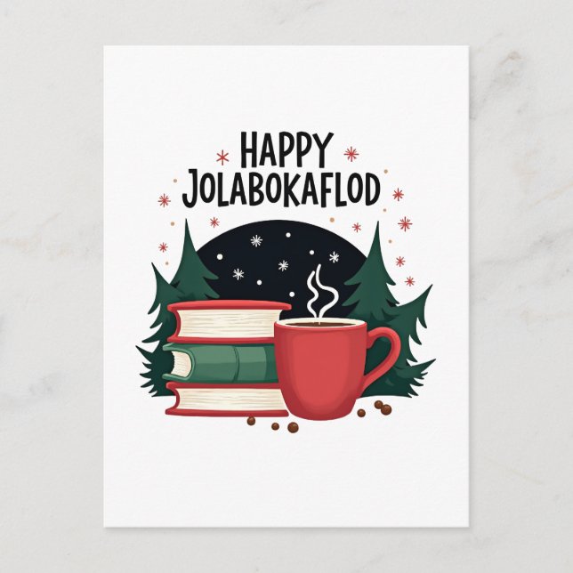 Happy Jolabokaflod Family Celebration Gift Holiday Postcard (Front)
