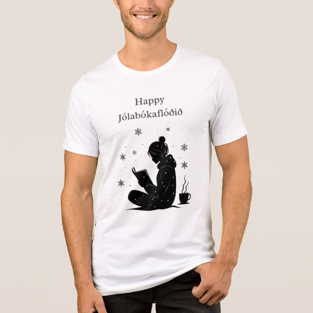 Happy Jolabokaflod – Icelandic Book Flood Gift Tri-Blend Shirt (Front)