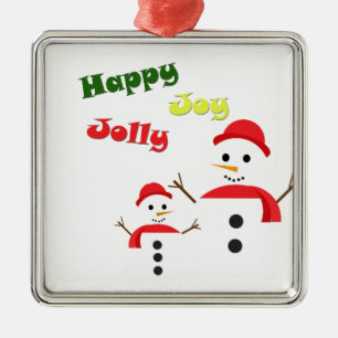 Happy Jolly Joy Metal Ornament