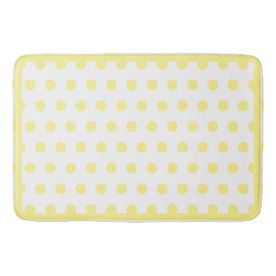 Happy Joyful Yellow Polkadots Yellow Border Bath Mat