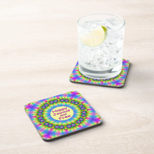 Happy,Joyous and Free Mandala  Coaster