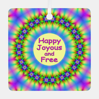 Happy,Joyous and Free Mandala Metal Ornament