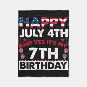 Happy July 4th And Yes It's My 7th Birthday Indepe Fleece Blanket