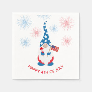 Happy July 4th Cute Gnome Fireworks Napkin