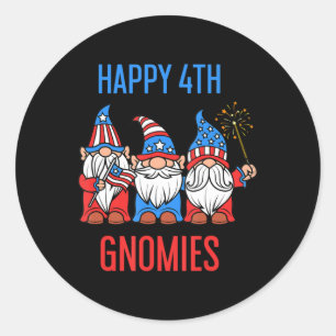 Happy July 4th Gnomies Patriotic Pride Gnomes USA Classic Round Sticker