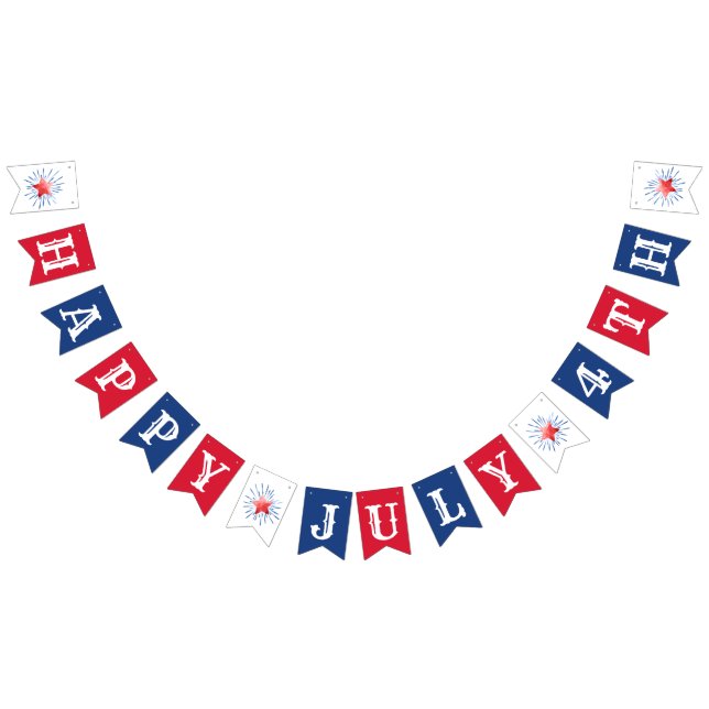 Happy July 4th Red White Blue Bunting Flags (All)