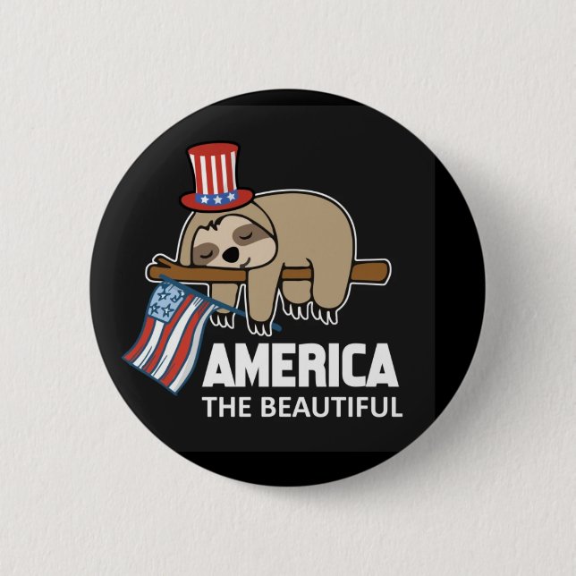 Happy July 4th sloth button (Front)