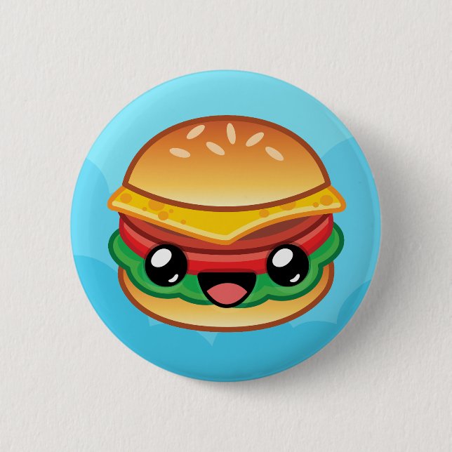 Happy Jump Burger 2 Inch Round Button (Front)