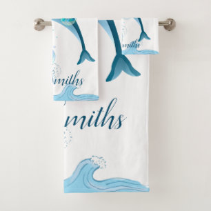 Happy Jumping Dolphin with Bubbles Bath Towel Set