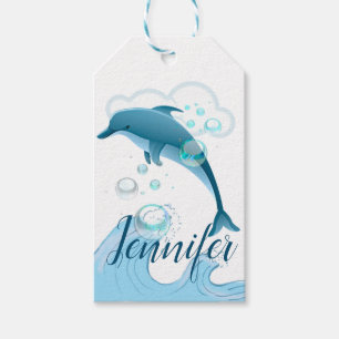 Happy Jumping Dolphin with Bubbles Gift Tags