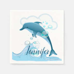 Happy Jumping Dolphin with Bubbles Napkin