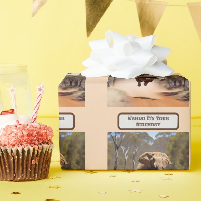 Happy Jumping Elephant, Birthday  Wrapping Paper (Birthday Party)