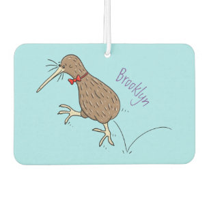 Happy jumping kiwi with bow tie cartoon design air freshener
