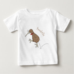 Happy jumping kiwi with bow tie cartoon design baby T-Shirt