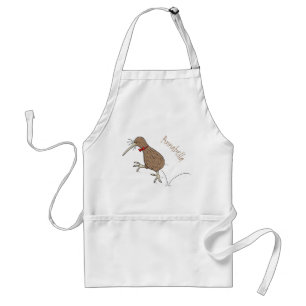 Happy jumping kiwi with bow tie cartoon design standard apron