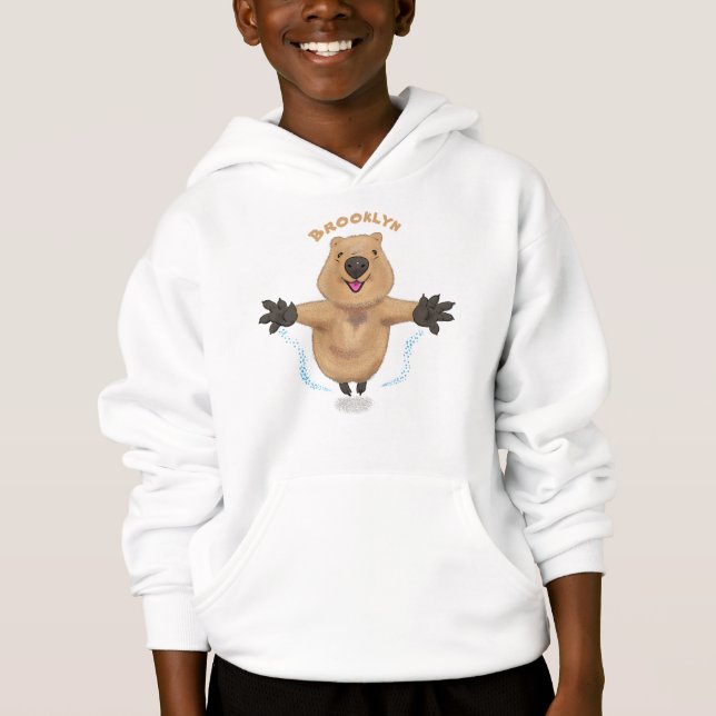 Happy jumping quokka cartoon design (Front)