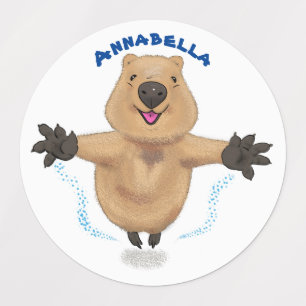 Happy jumping quokka cartoon design