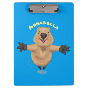 Happy jumping quokka cartoon design clipboard