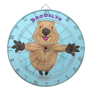 Happy jumping quokka cartoon design dartboard