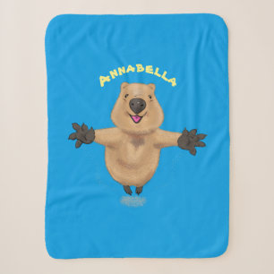 Happy jumping quokka cartoon design sherpa blanket
