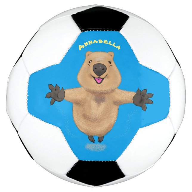 Happy jumping quokka cartoon design  soccer ball (Front)