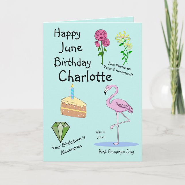 Happy June Birthday Folded Greeting Card (Front)