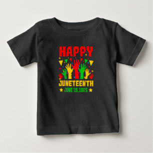 Happy Juneteenth Black Red Green Yellow Hands Baby T-Shirt