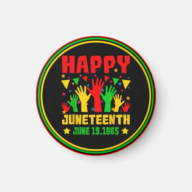 Happy Juneteenth Black Red Green Yellow Hands     Magnet (Front)