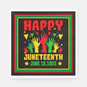 Happy Juneteenth Black Red Green Yellow Hands  Pap Napkin