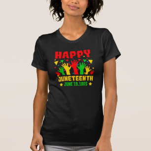 Happy Juneteenth Black Red Green Yellow Hands      T-Shirt