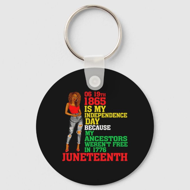 Happy Juneteenth Is My Independence Day Free Black Keychain (Front)