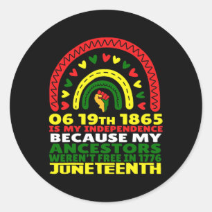 Happy Juneteenth Is My Independence Day Pink Black Classic Round Sticker