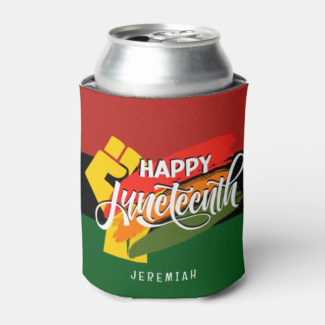 HAPPY JUNETEENTH Pan African Can Cooler (Can Front)